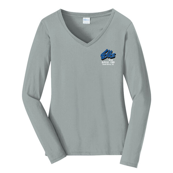 Port & Company® Women's Long Sleeve Fan Favorite™ V-Neck Tee Thumbnail